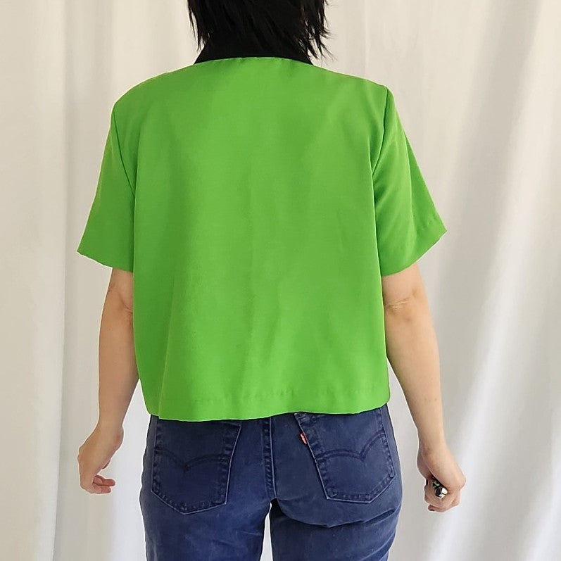 90s/00s Lime Green and Black Blouse