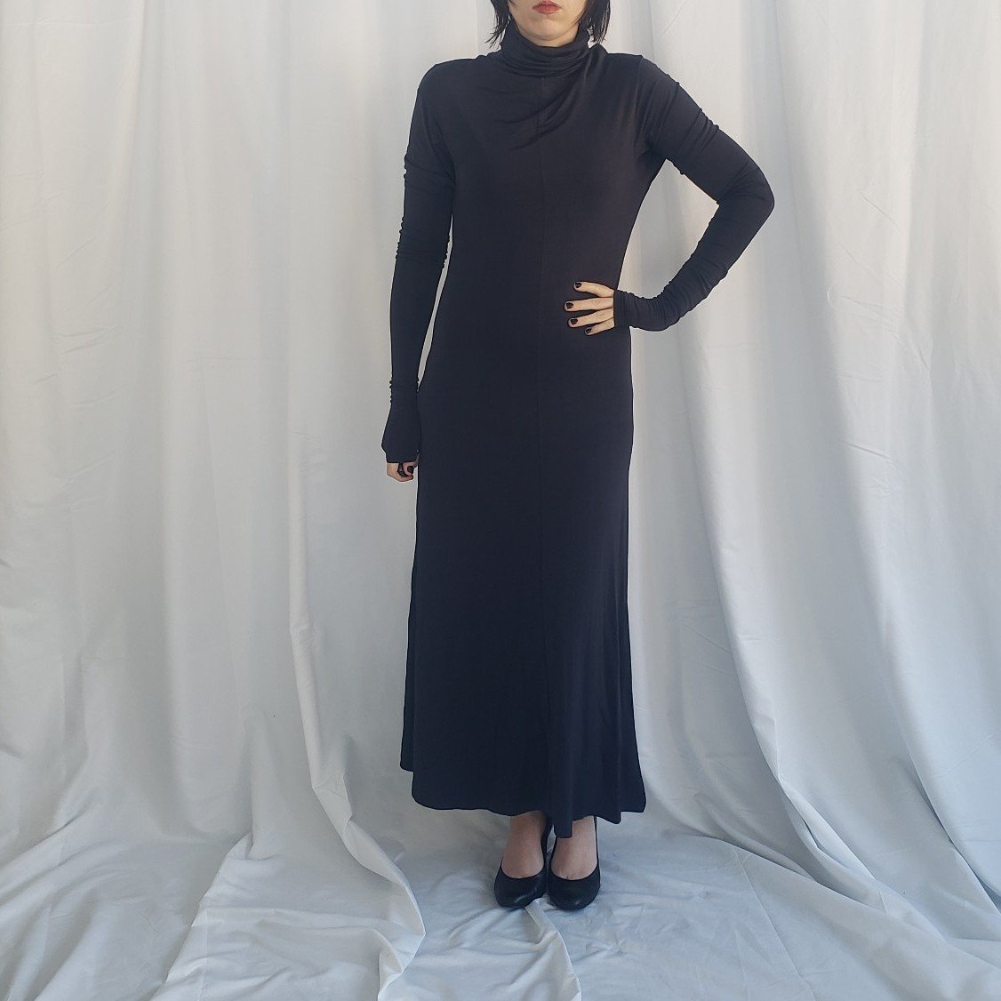 90s/00s Blue Slinky Maxi Dress