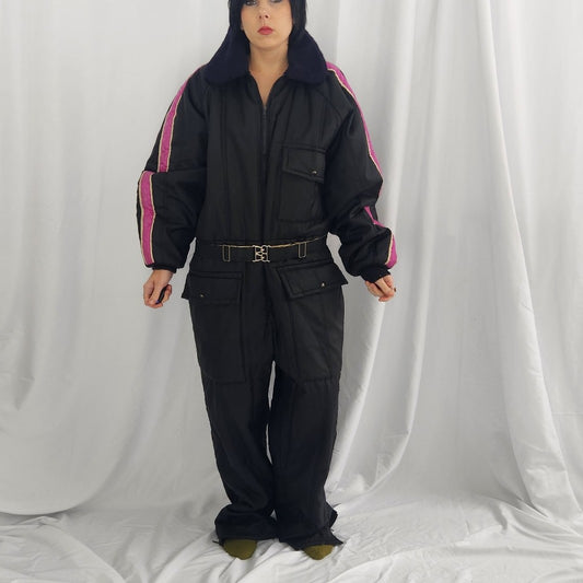 70s Black and Pink Snowsuit