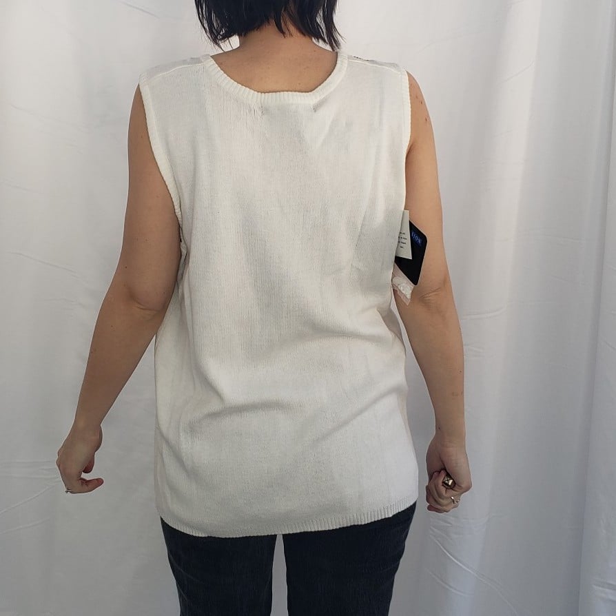 90s Deadstock IB Diffusion White Beaded Sweater Set