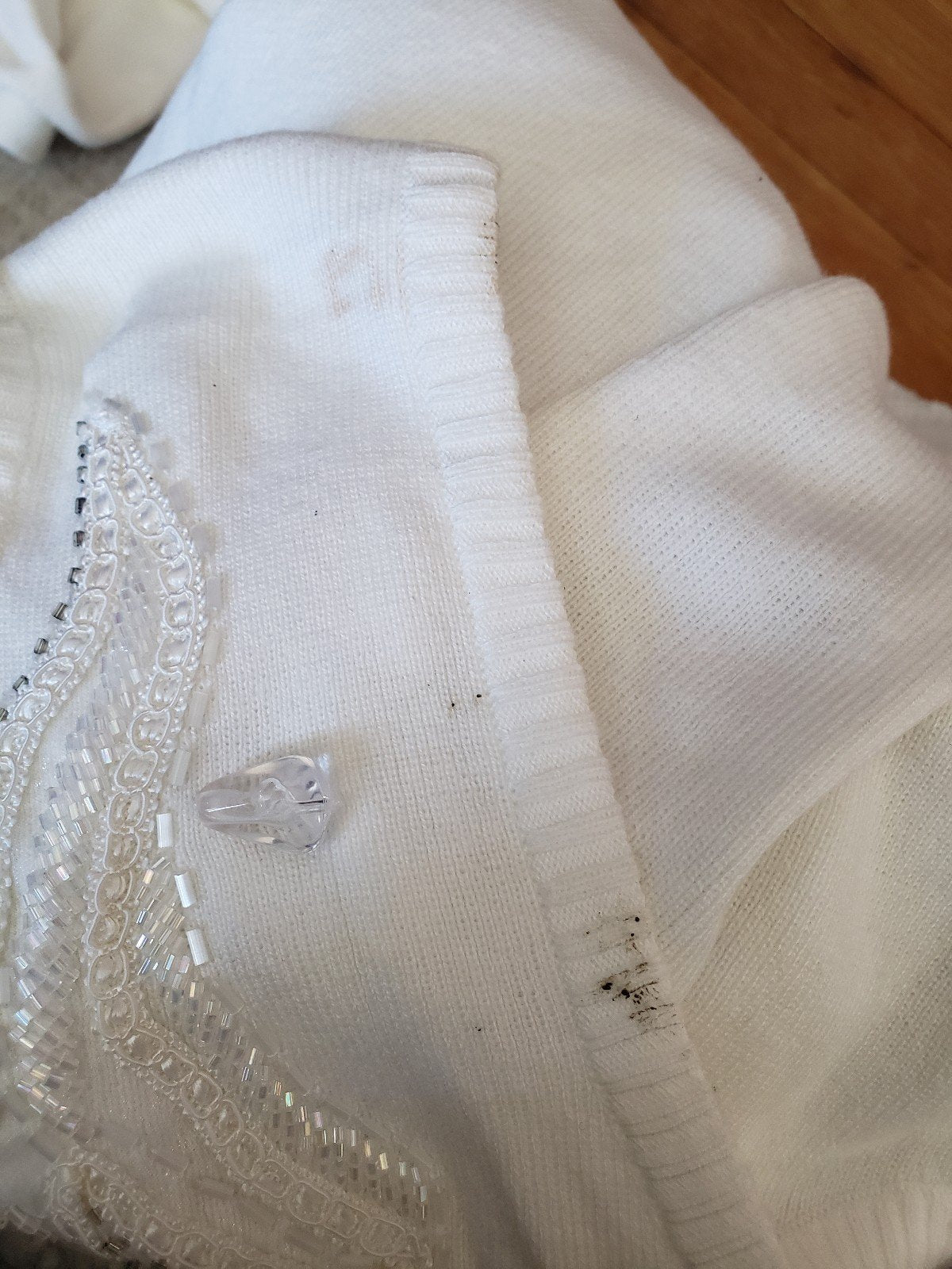 90s Deadstock IB Diffusion White Beaded Sweater Set
