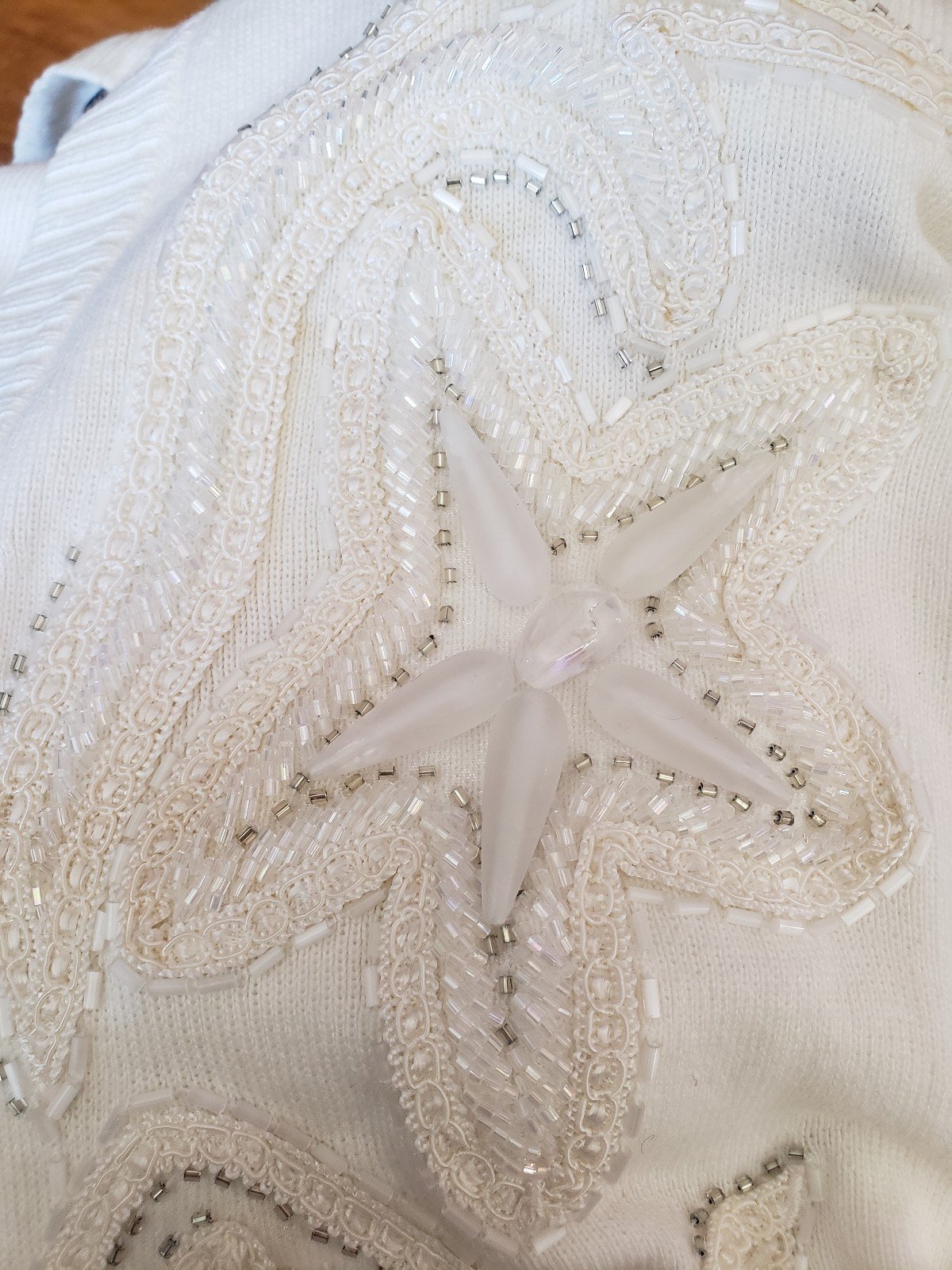 90s Deadstock IB Diffusion White Beaded Sweater Set