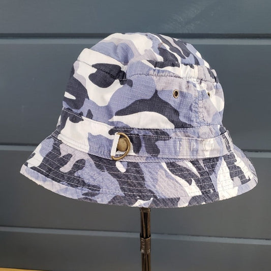 Y2K Blue Camo Bucket Hat