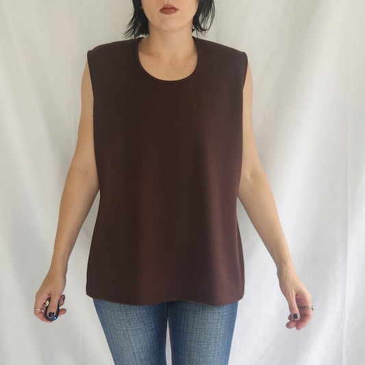 70s Brown Polyester Sleeveless Top