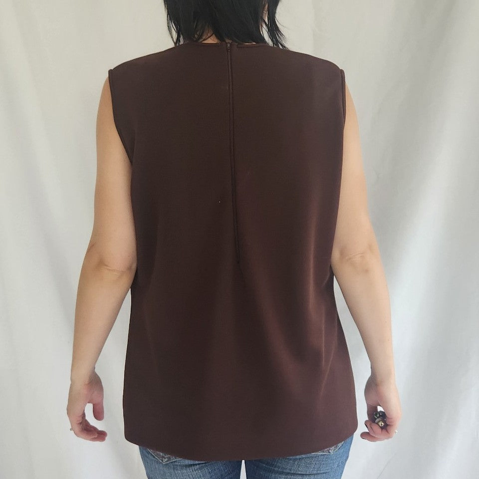 70s Brown Polyester Sleeveless Top