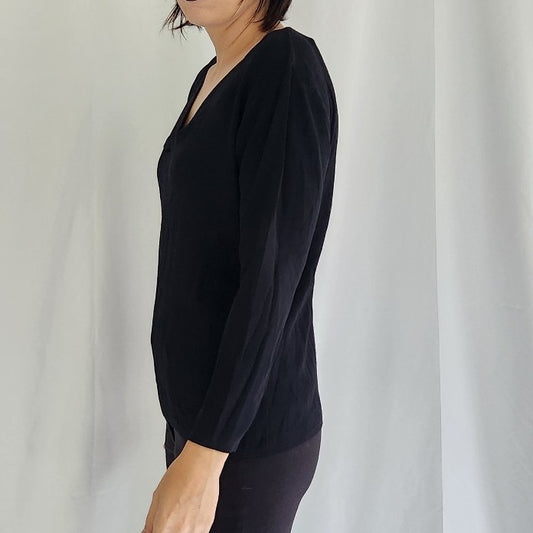 90s Black V Neck Top