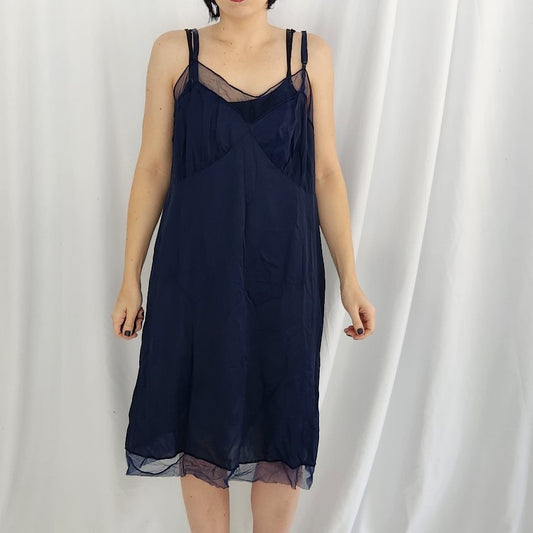 80s Navy Blue Slip Dress