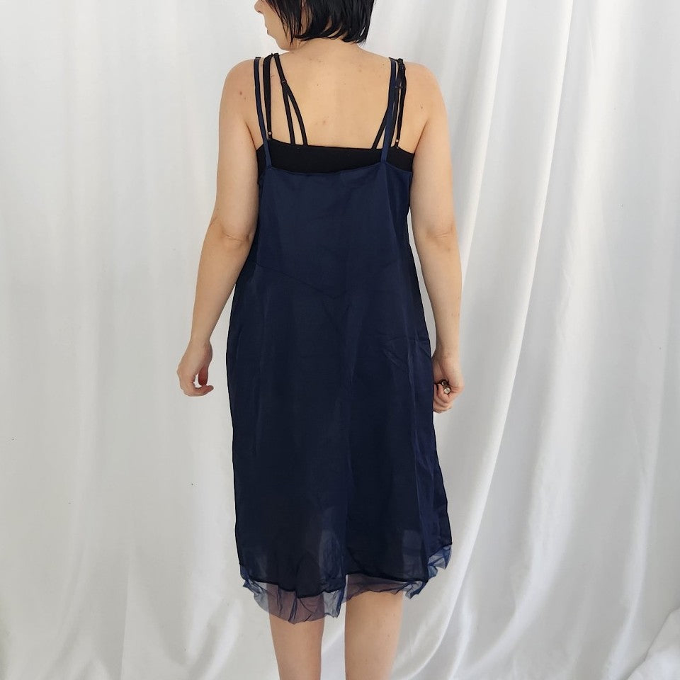 80s Navy Blue Slip Dress