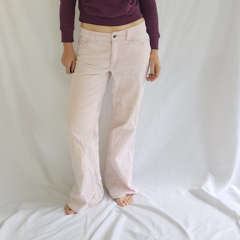 Y2K Pink Corduroy Flares