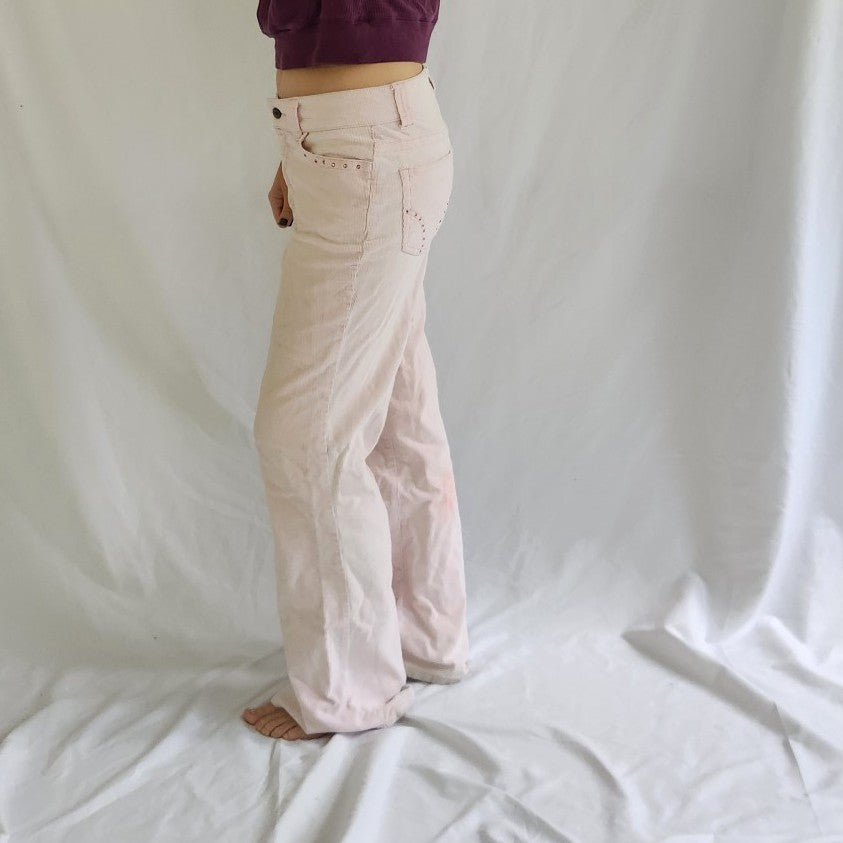 Y2K Pink Corduroy Flares