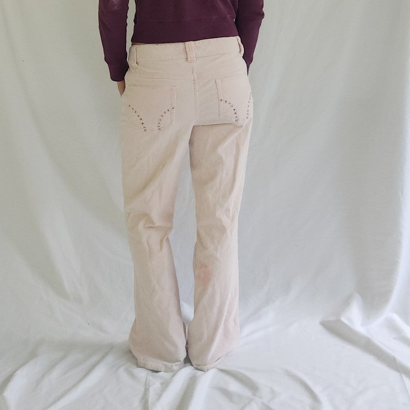 Y2K Pink Corduroy Flares