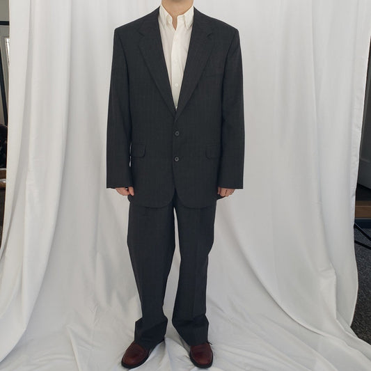90s Gray Wool Pinstripe Suit
