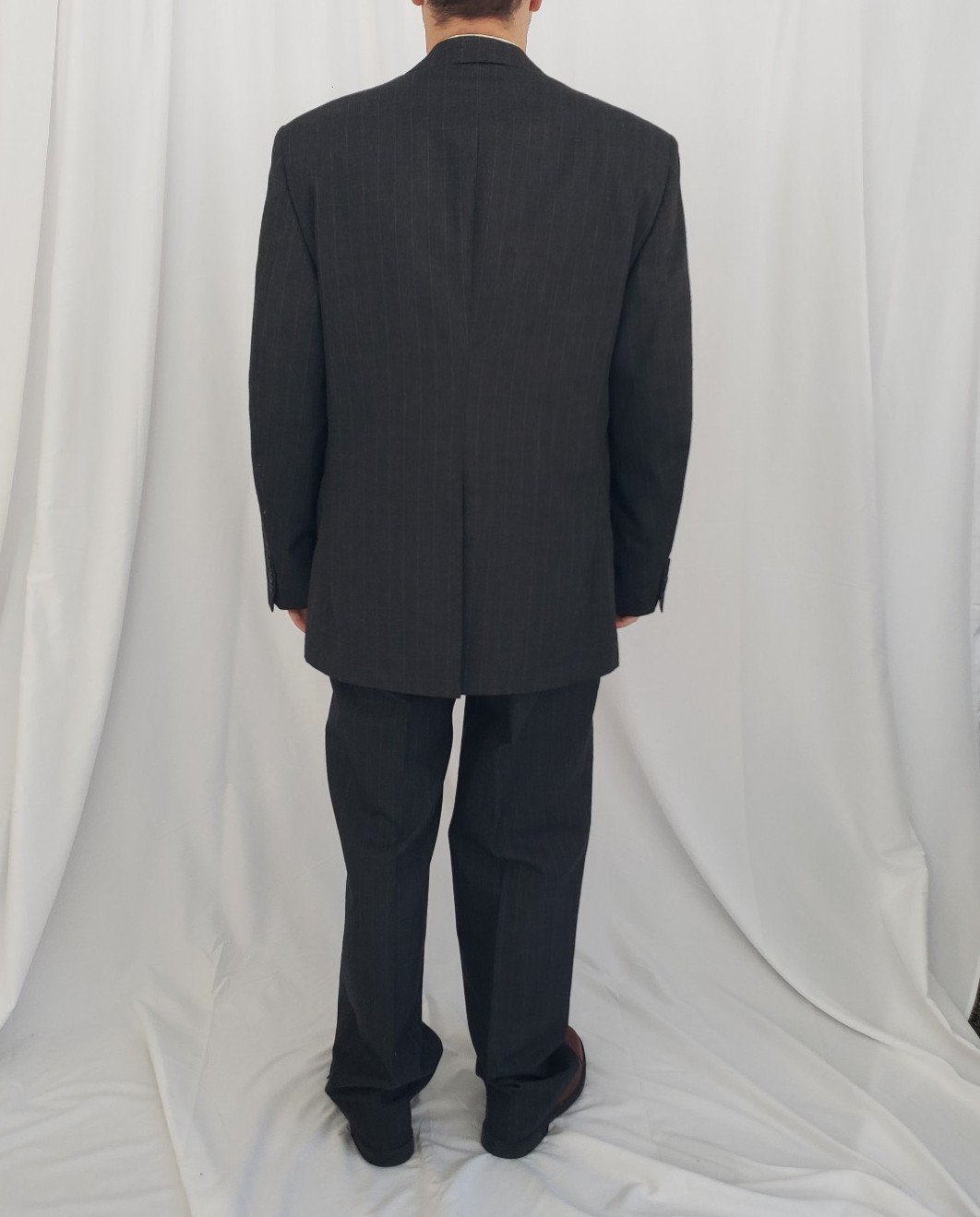 90s Gray Wool Pinstripe Suit