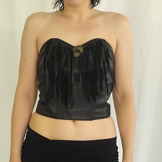 80s/90s Harley Davidson Leather Crop Tube Top