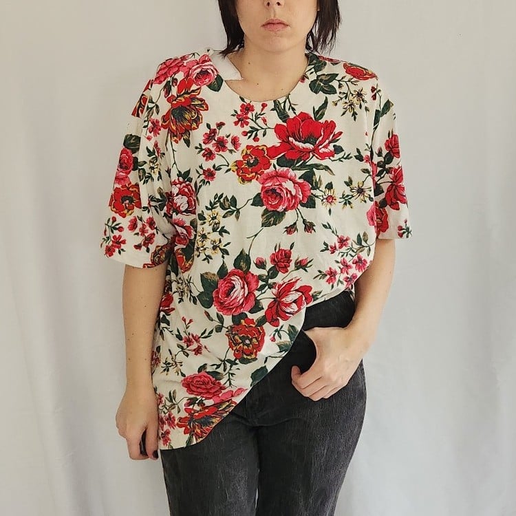 90s Oversize Rose Print Tee
