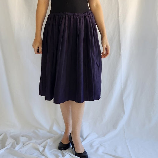 80s Navy Blue Pleated Skirt