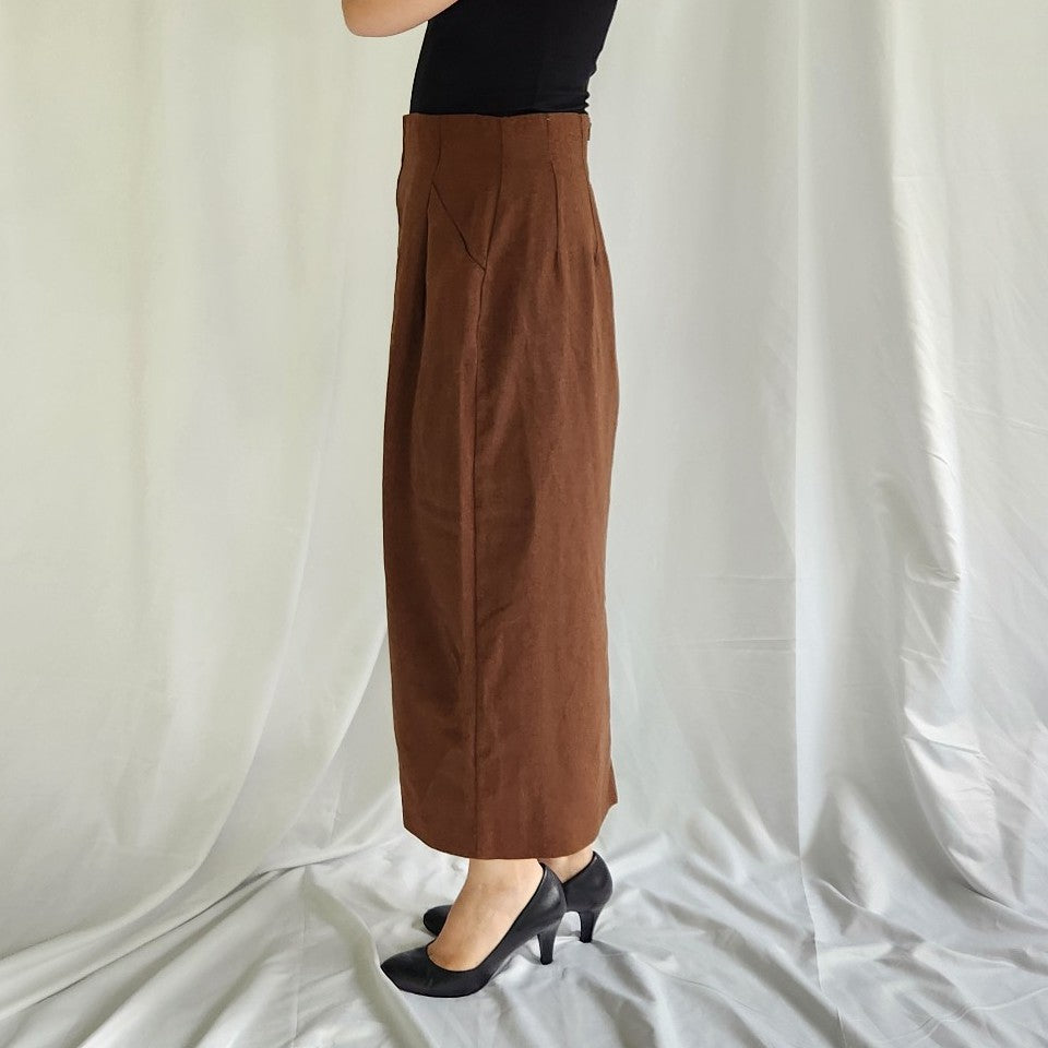 90s Brown Midi Pencil Skirt