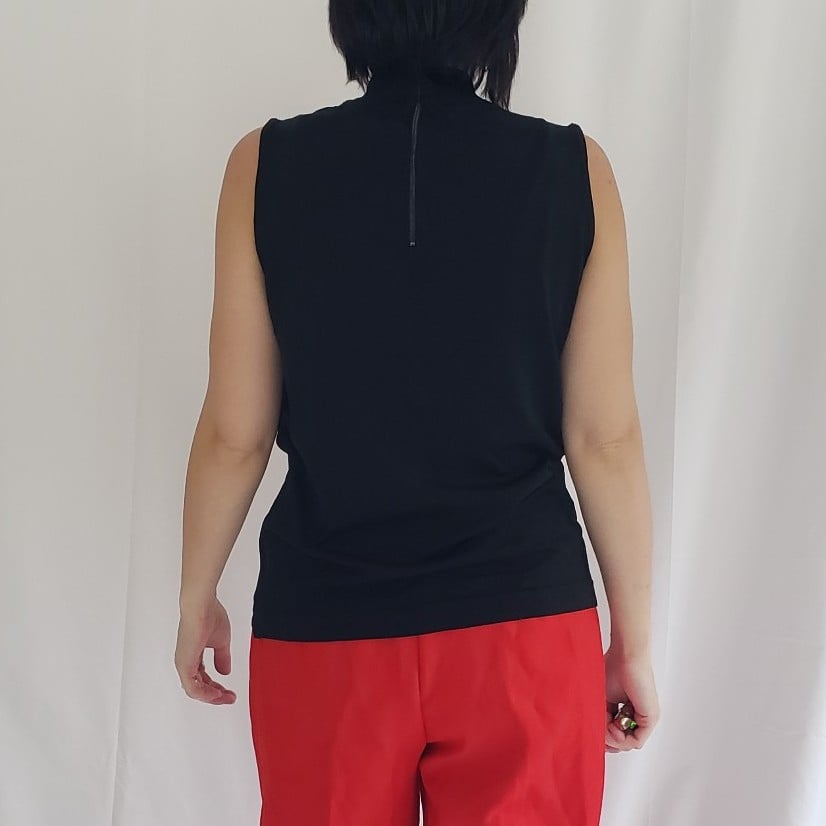 70s Black Sleeveless Mock Turtleneck Shirt