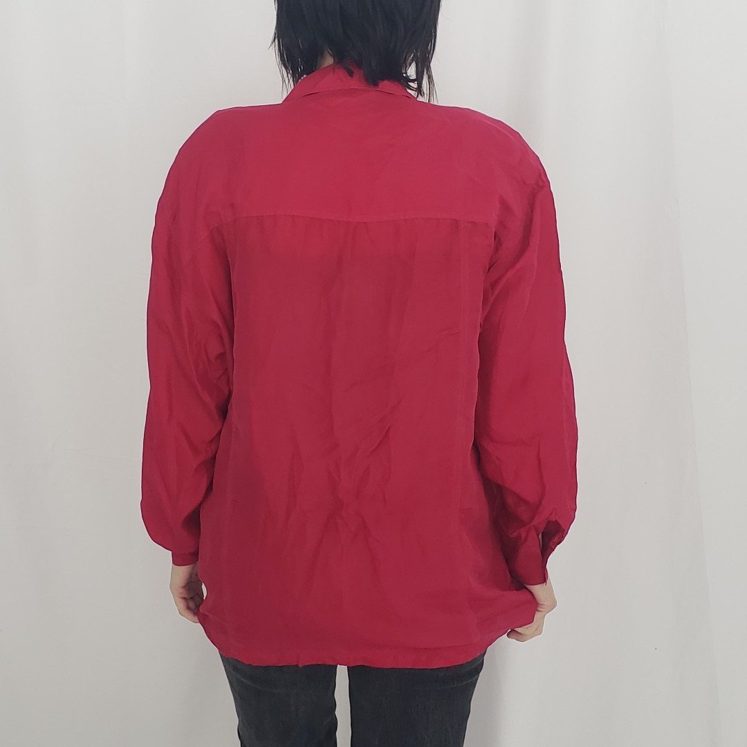 80s Pink Silk Oversize Button Down