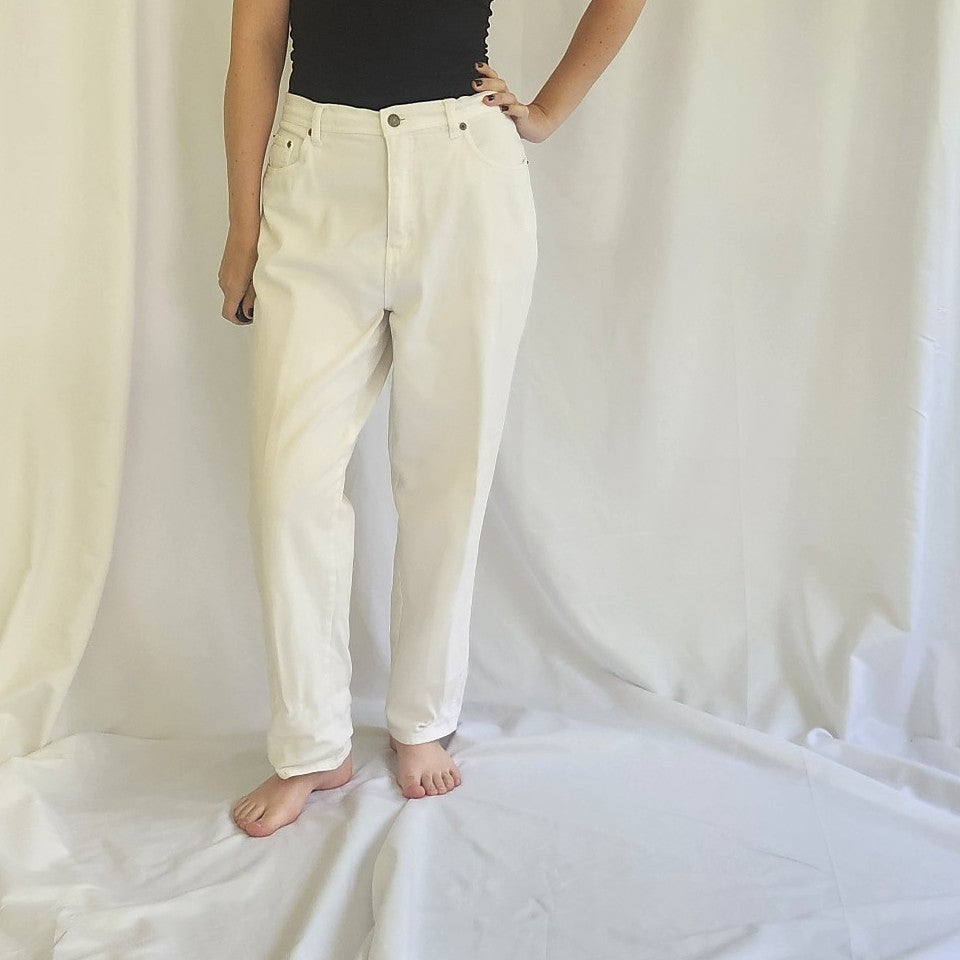 90s White Bill Blass Mom Jeans