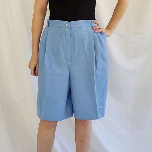 90s Blue High Rise Pleated Shorts