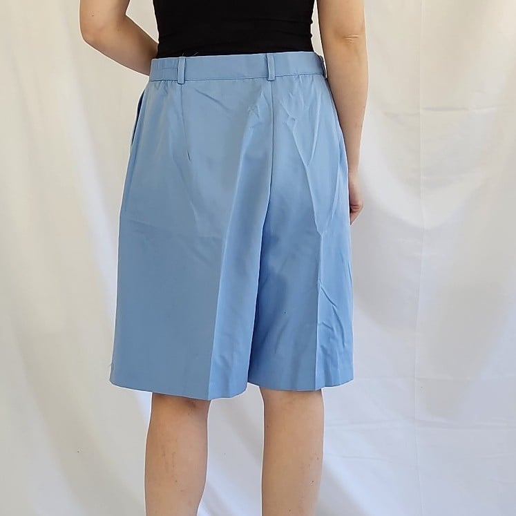90s Blue High Rise Pleated Shorts