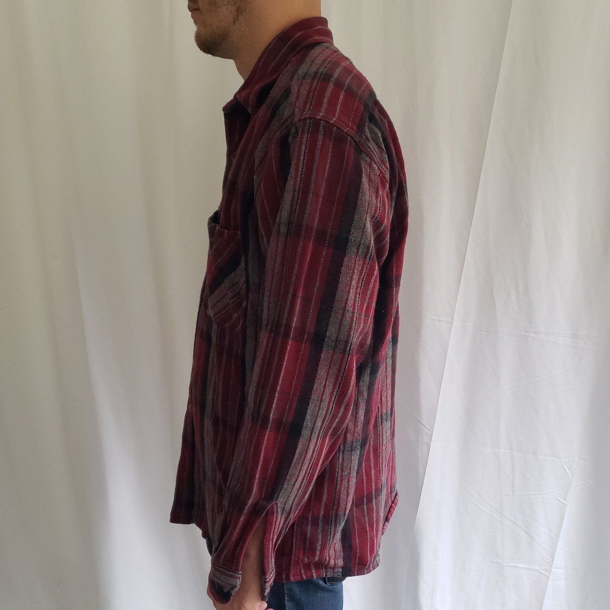 Vintage Red and Gray Plaid Flannel