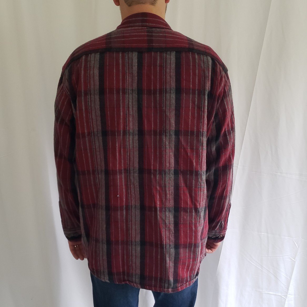 Vintage Red and Gray Plaid Flannel