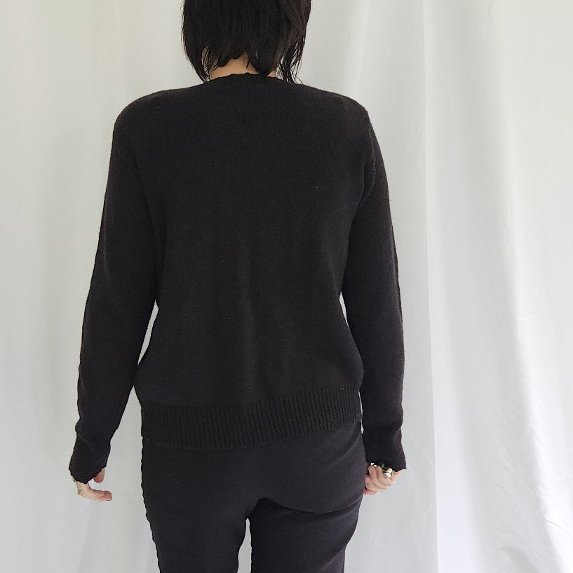 90s Black Beaded Cardigan