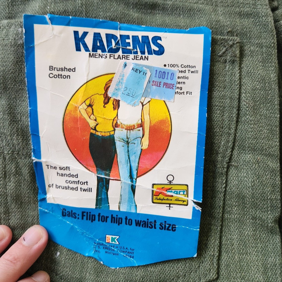 70s Deadstock Green Men's "Flare" Jeans