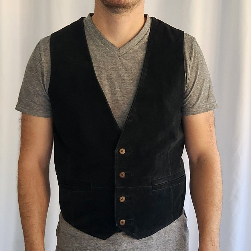 90s Black Suede Vest