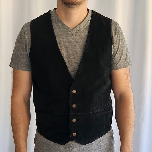 90s Black Suede Vest