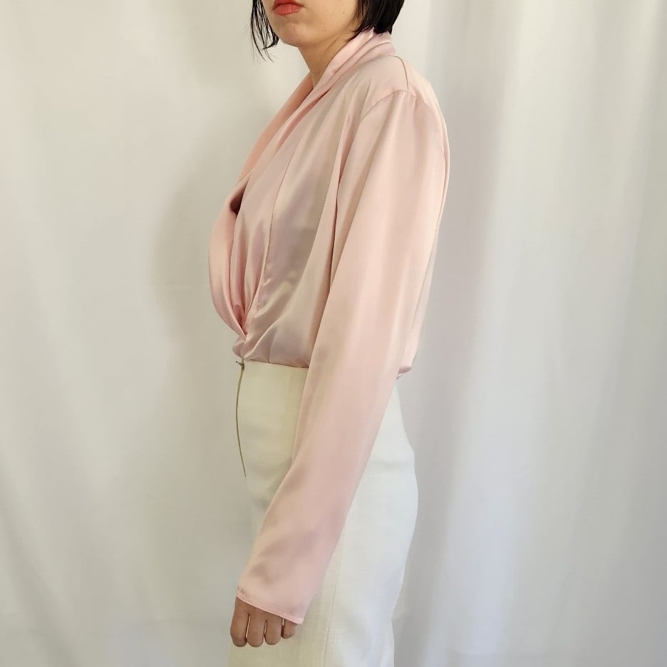 80s Pink Satin Blouse