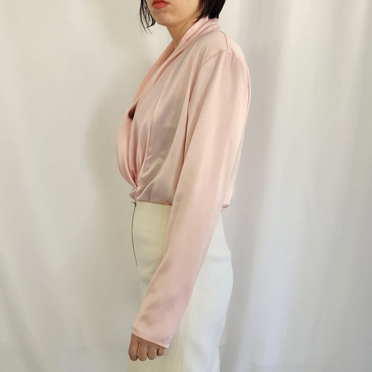 80s Pink Satin Blouse