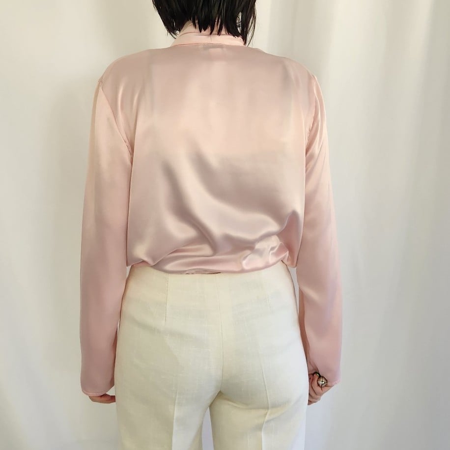 80s Pink Satin Blouse