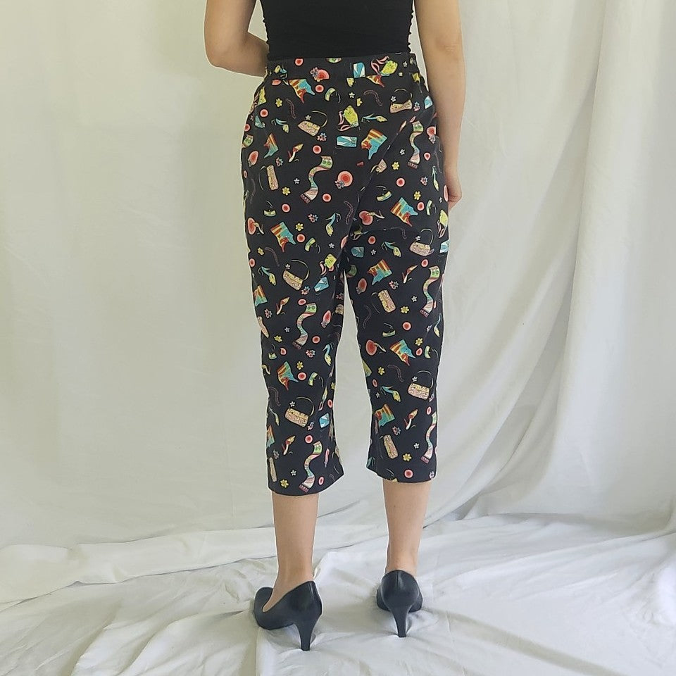 90s/00s Casual Corner Funky Fashion Print Capris