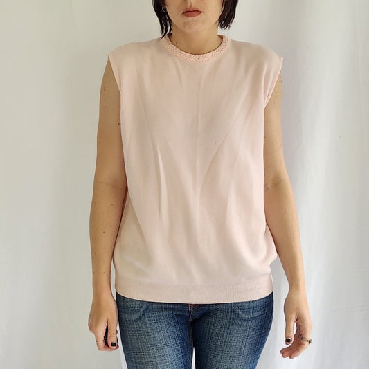 70s Pink Sleeveless Blouse