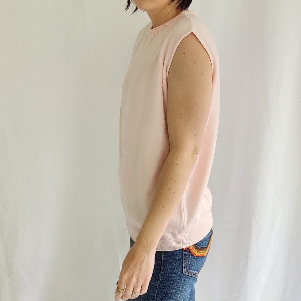 70s Pink Sleeveless Blouse