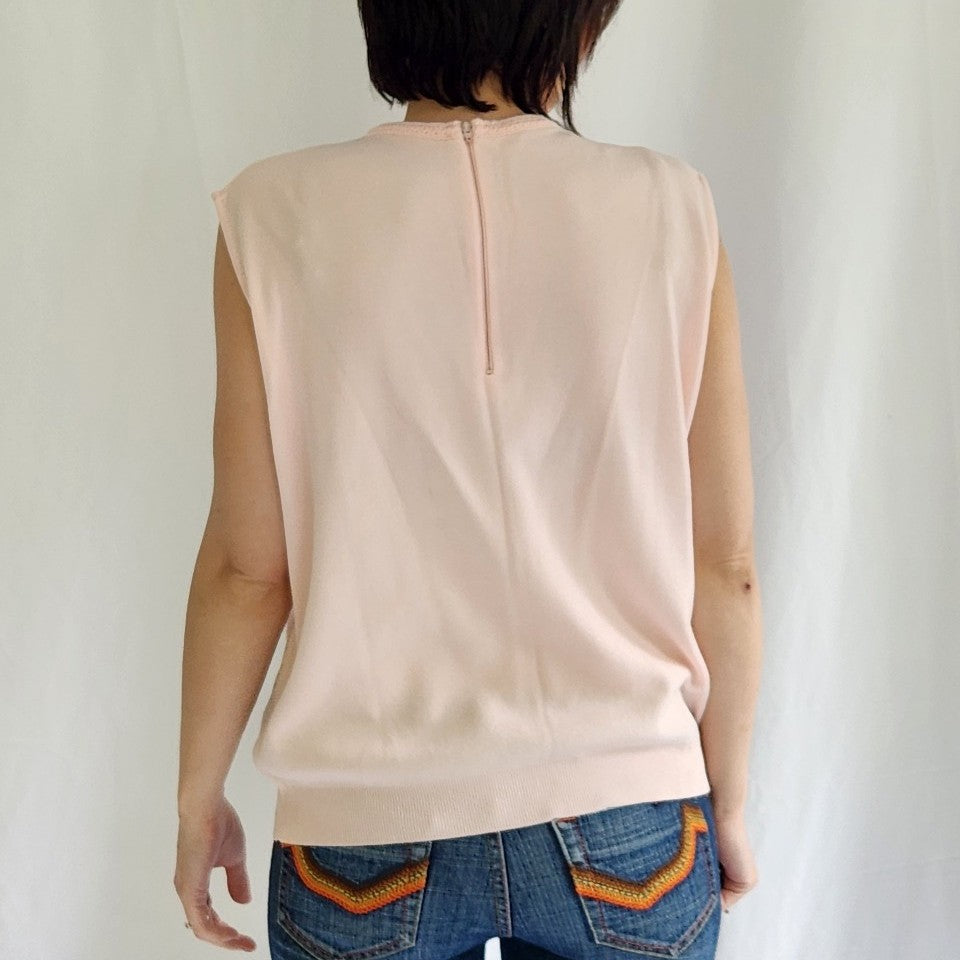 70s Pink Sleeveless Blouse