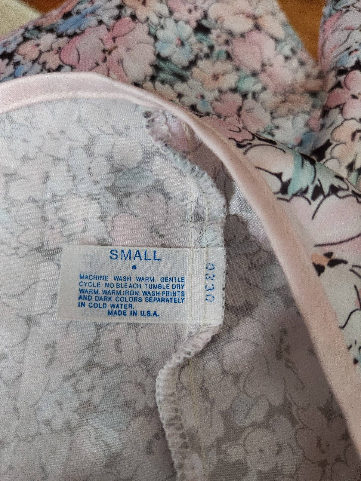 90s Pink and Blue Floral Satin Camisole