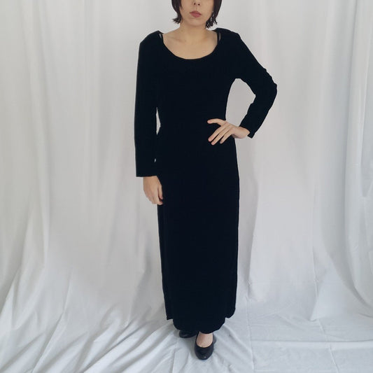 60s Black Velvet Gown