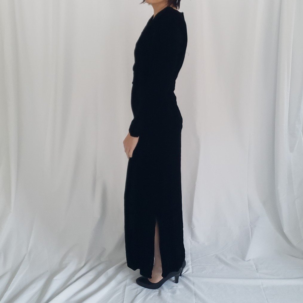 60s Black Velvet Gown