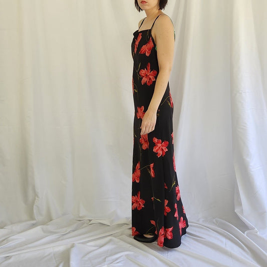 Y2K Black Floral Maxi Dress