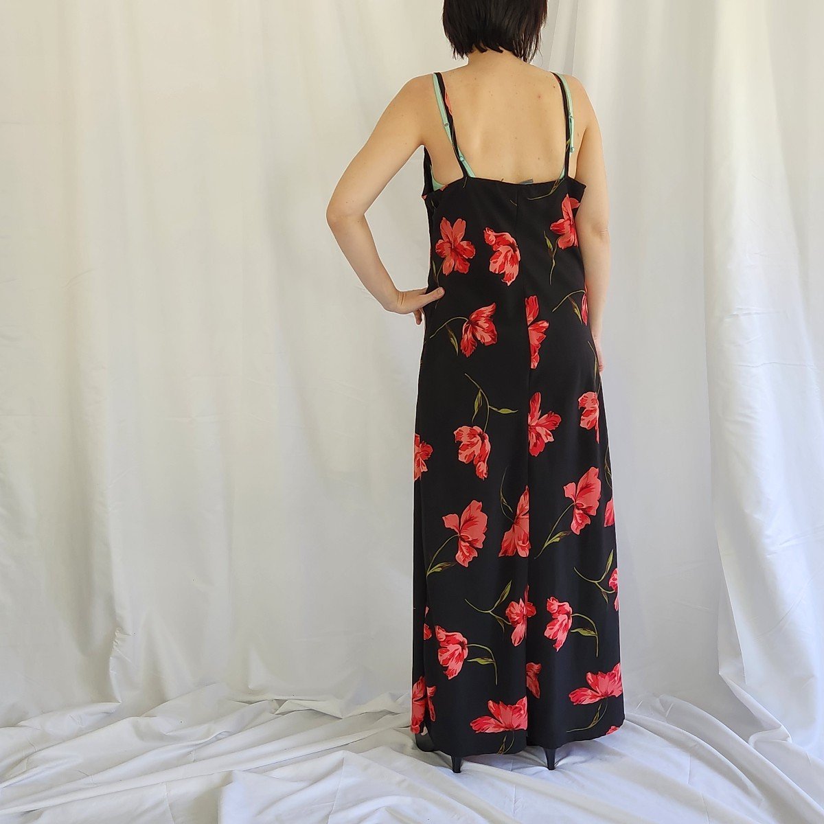 Y2K Black Floral Maxi Dress