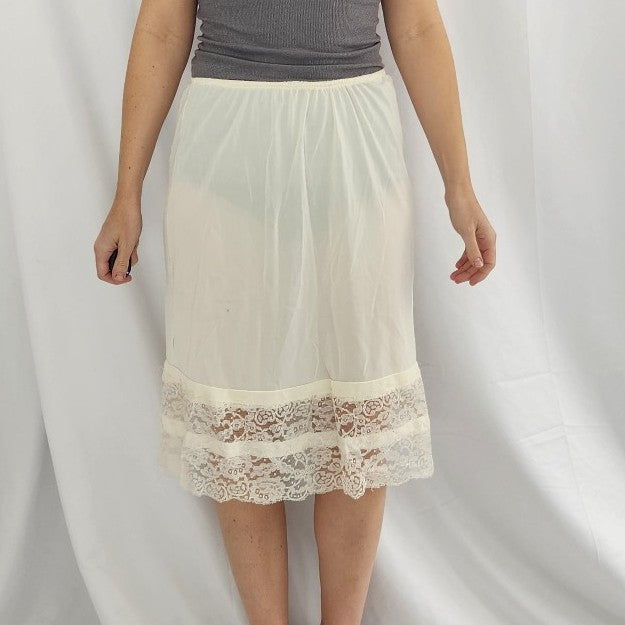 Vintage Ivory Lacy Slip Skirt