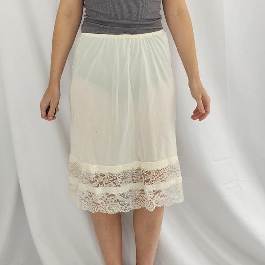 Vintage Ivory Lacy Slip Skirt
