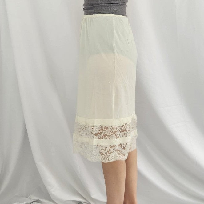 Vintage Ivory Lacy Slip Skirt