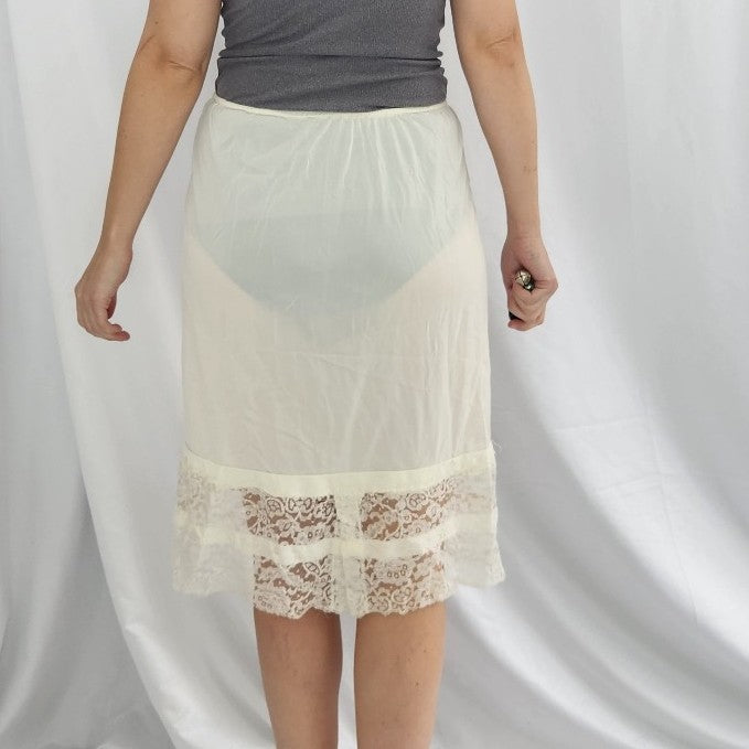 Vintage Ivory Lacy Slip Skirt