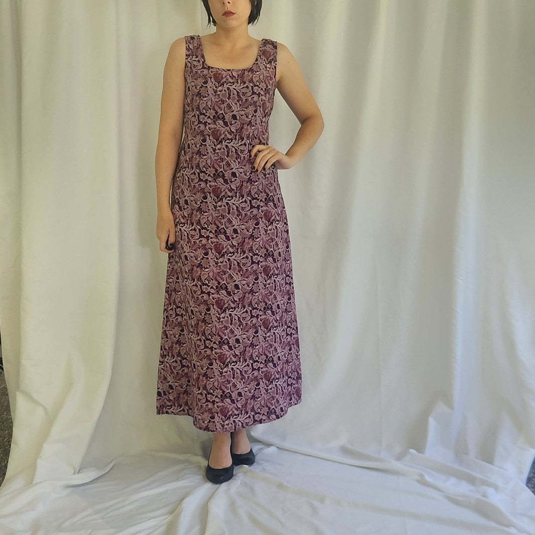 90s Purple Floral Maxi Dress
