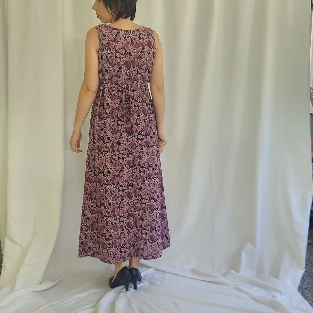 90s Purple Floral Maxi Dress